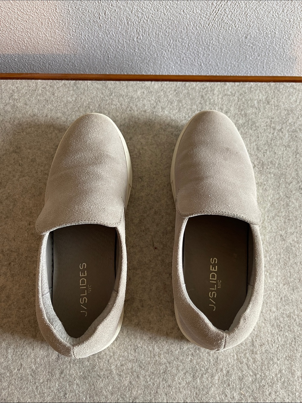 J/SLIDES Women's Slip-On Suede Loafers in Light Taupe - Picture 6 of 6